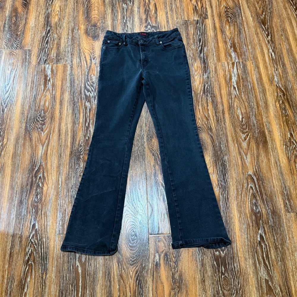 Y2K Zana-Di Womens Size 11/12 Black Flare Leg Jeans Mid Rise Stretch Denim